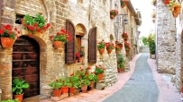花,房子,意大利,街道,4K风景壁纸 3900x2595