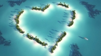 心形岛,爱心,浪漫海岛风景5K壁纸 5500x4172